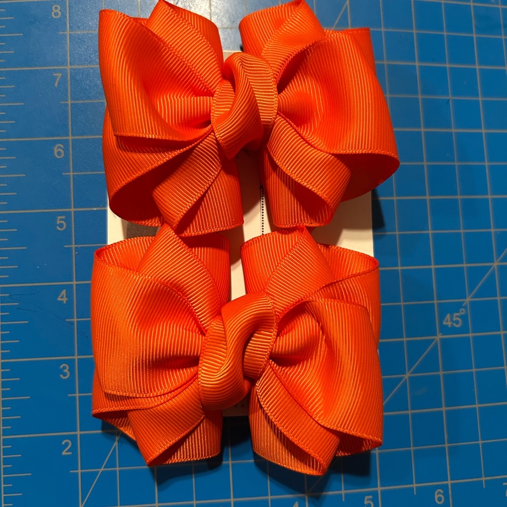 Hand Crafted Vibrant Orange Hair Bows
